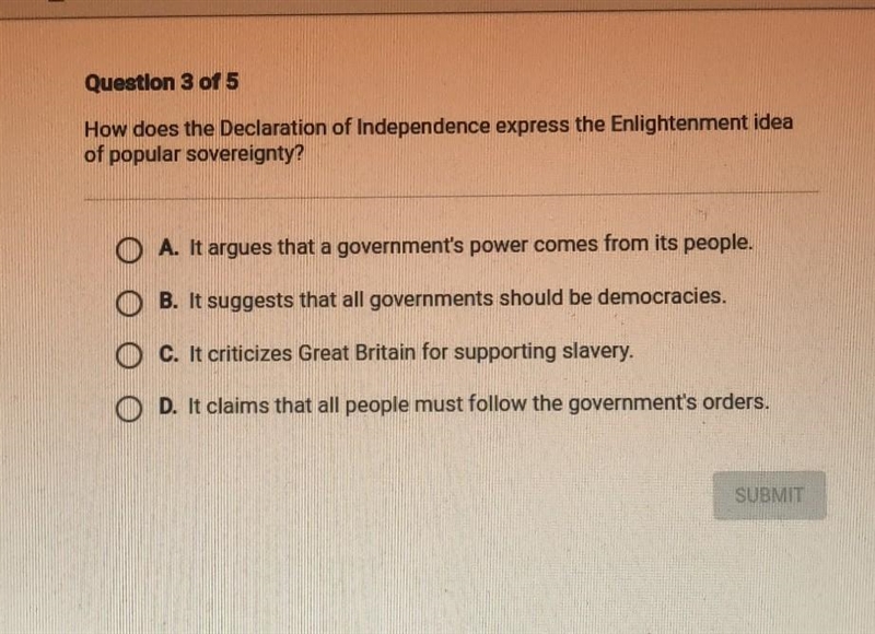 How does the Declaration of Independence express the Enlightenment idea of popular-example-1