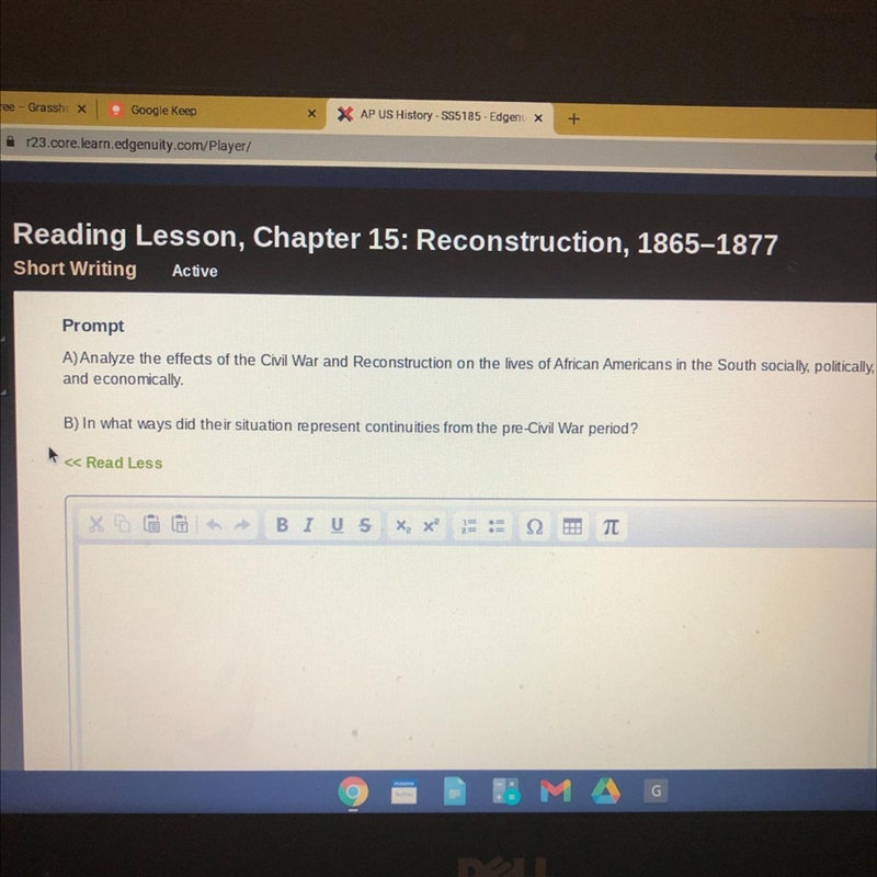 Reading Lesson, Chapter 15: Reconstruction, 1865–1877 Short Writing Prompt A)Analyze-example-1