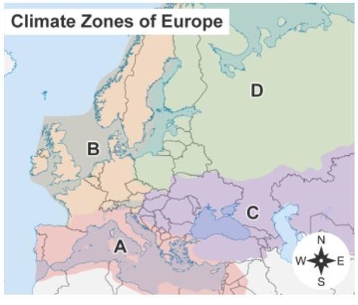 Study the map carefully. Choose the word or phrase that best completes each statement-example-1