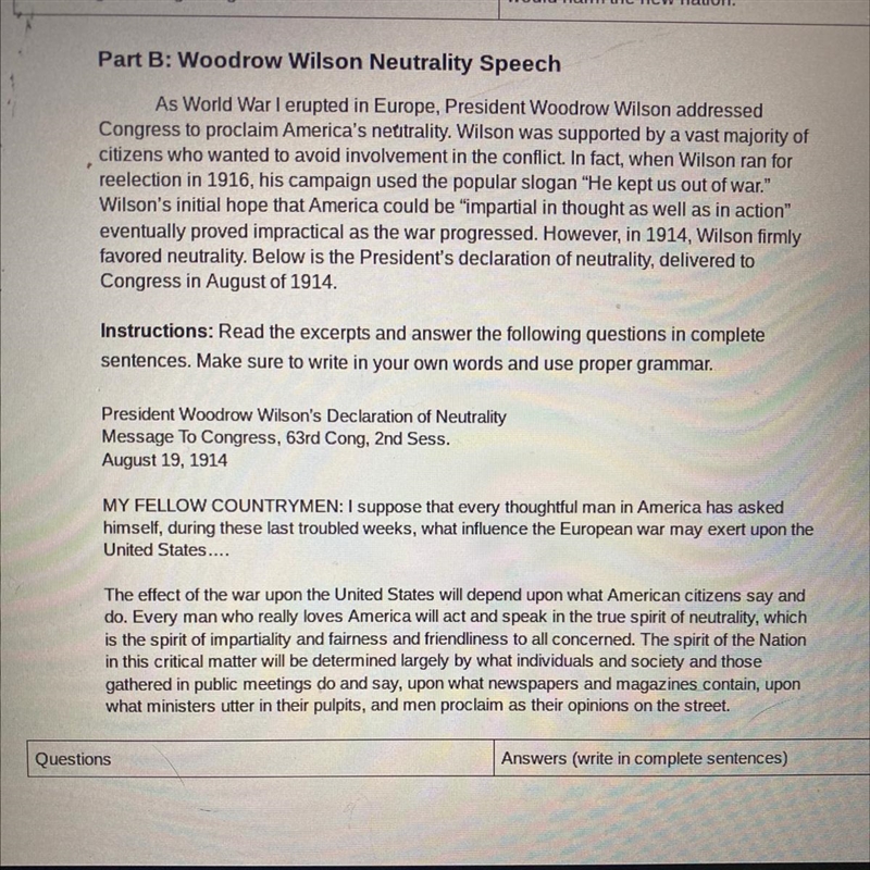 5. What does Wilson believe the United States will demonstrate if it maintains neutrality-example-1