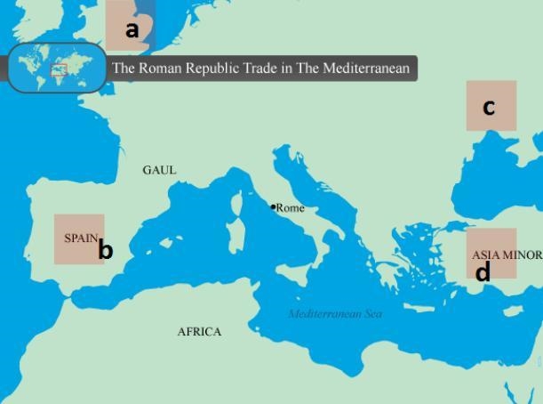 Select the correct location on the map. Locate the area through which goods from East-example-1