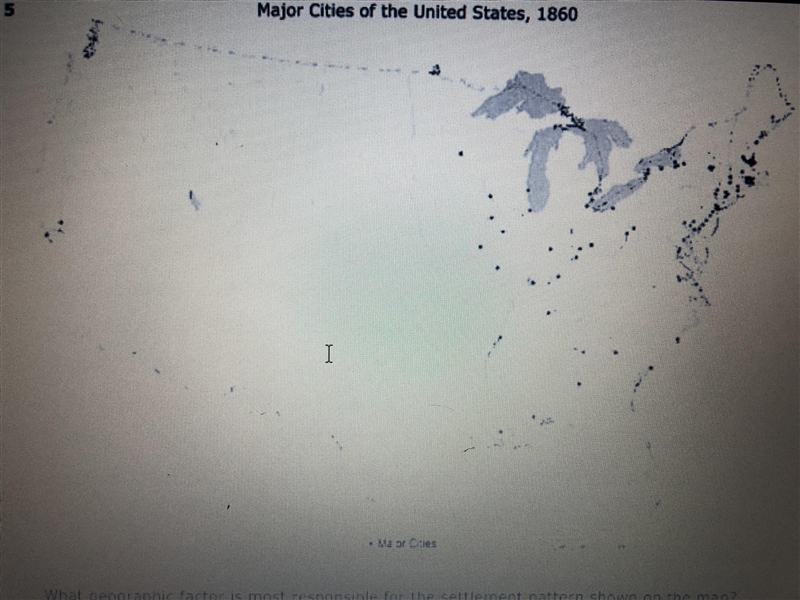 Which geographic factor is most responsible for the settlement pattern shown on the-example-1