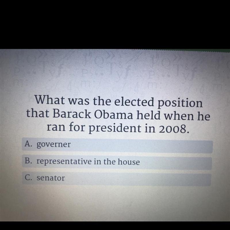 What was the elected position that Barack Obama held when he ran for president in-example-1