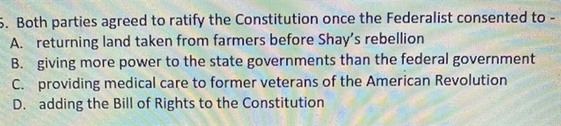 Both parties agreed to ratify the Constitution once the Federalist consented to A-example-1