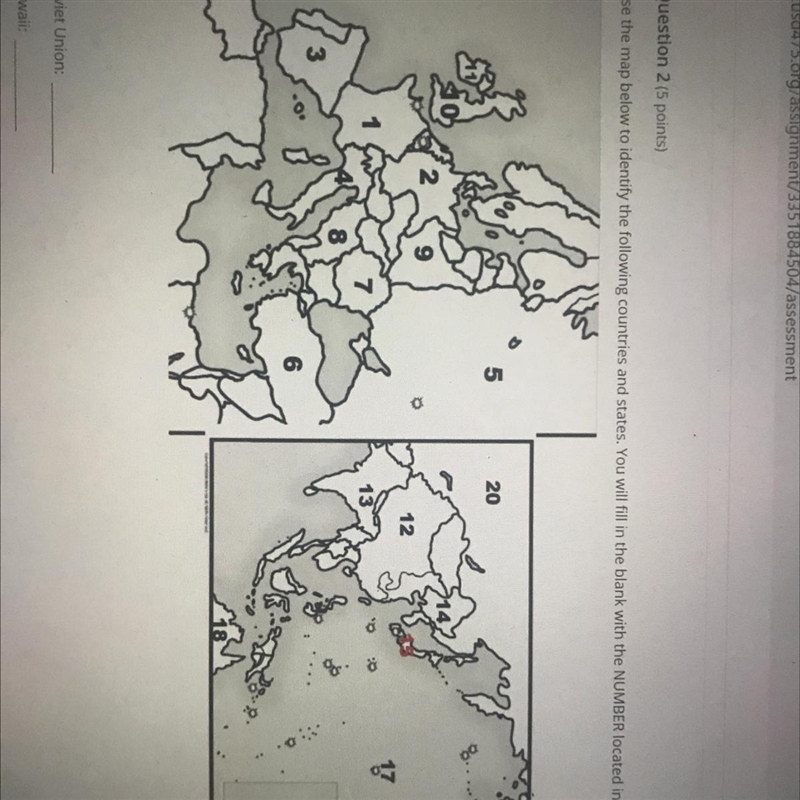 *NEED ASAP URGET* Use the map below to identify the following countries and states-example-1