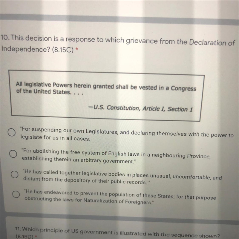 This Decision is a response to which grievance from the Declaration of Independence-example-1