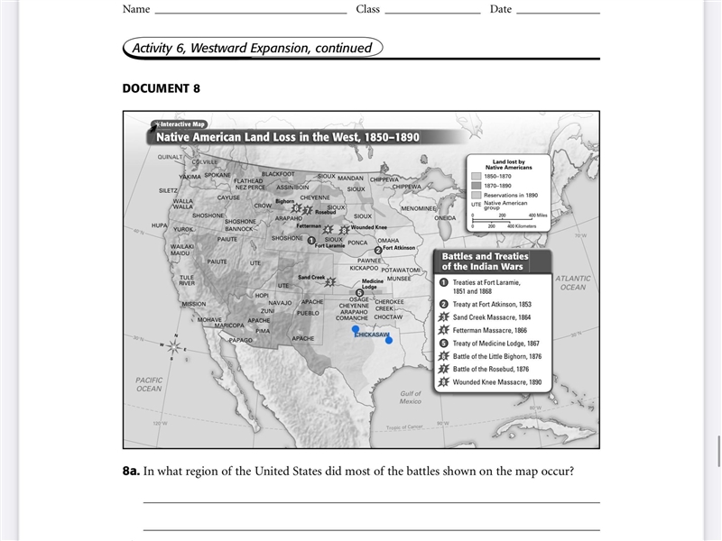 In what region of the United States did most of the battles shown on the map occur-example-1