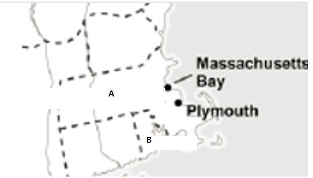 Select the two colonies we learned about in these lessons which are labeled A and-example-1