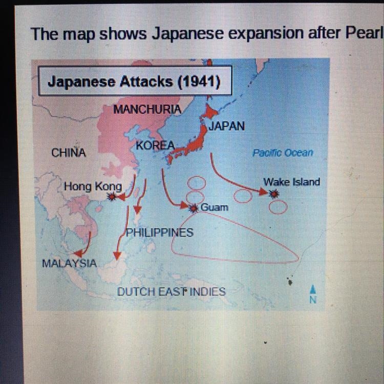 The map shows Japanese expansion after Pearl Harbor. Based on the map, which best-example-1