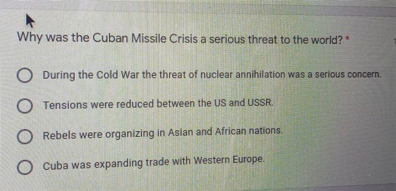 Why was the Cuban Missile Crisis a serious threat to the world?-example-1