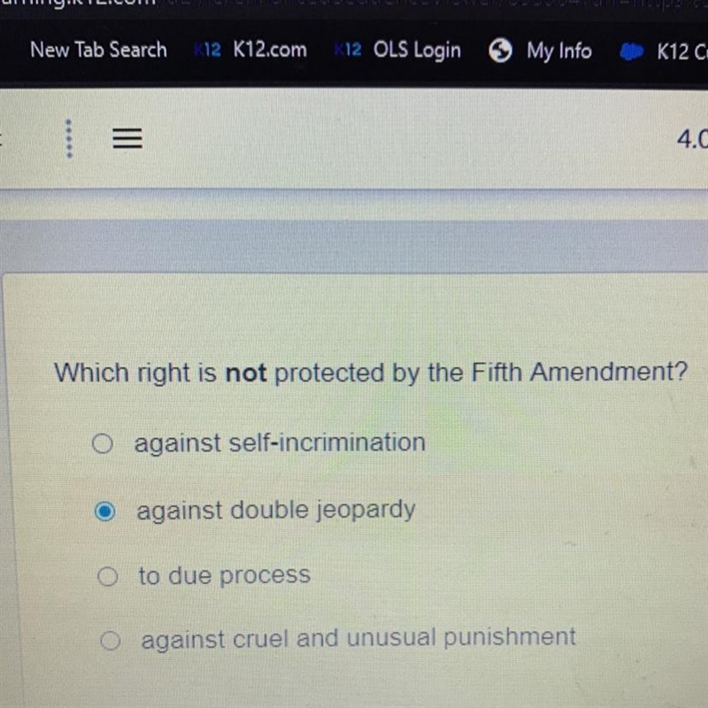 Which right is not protected by the Fifth Amendment?-example-1