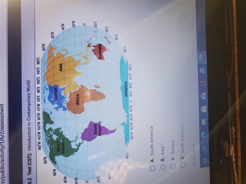 which continent is found 40 degrees north and 0 degrees longitude? A. South America-example-1