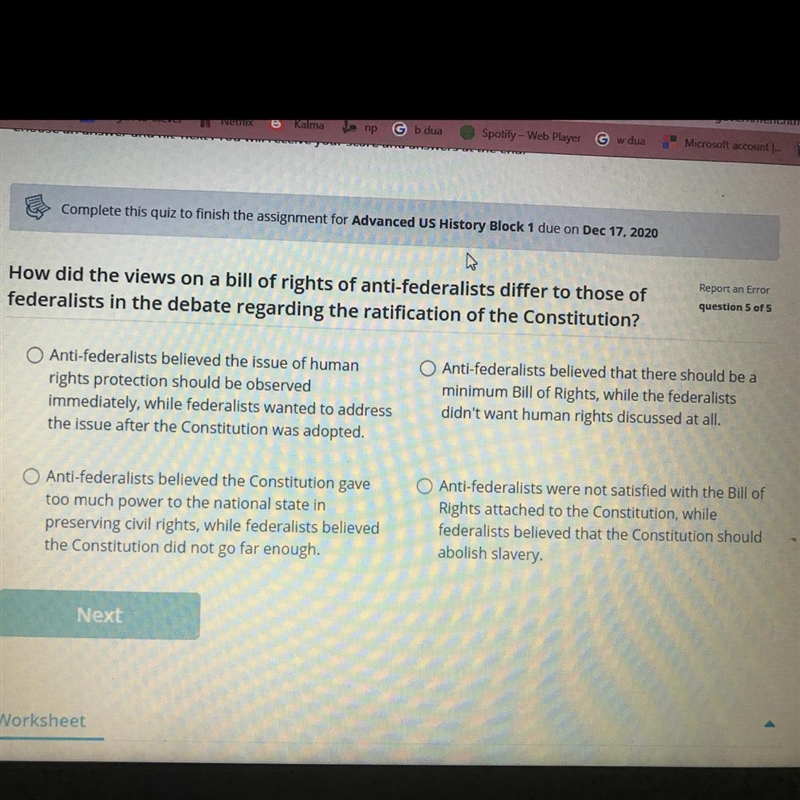 The Rat U.S. Goy Report an Error question 5 of 5 How did the views on a bill of rights-example-1