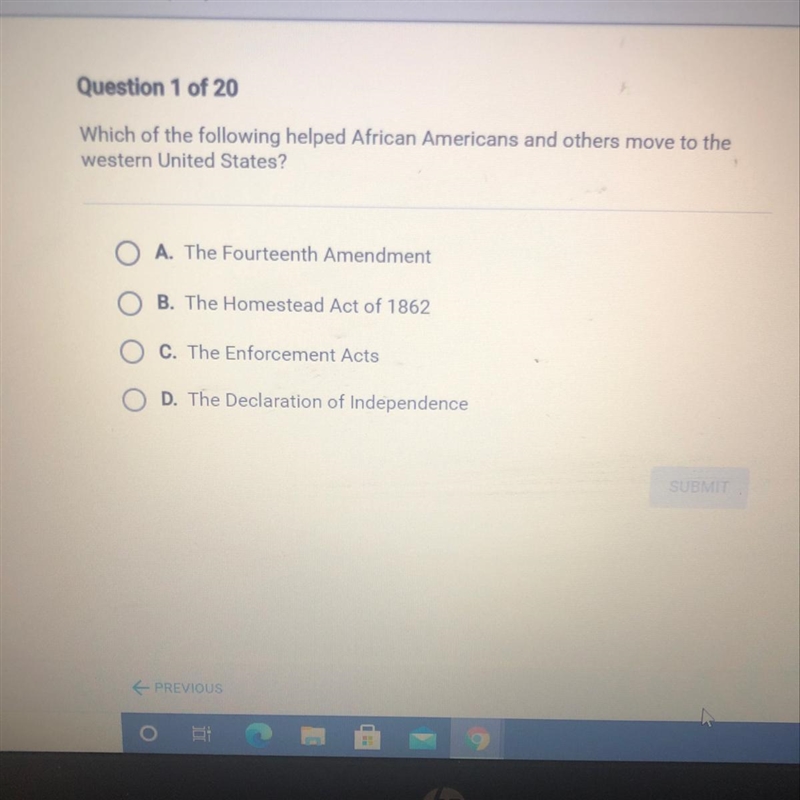 Which of the following helped African Americans and others move to the western United-example-1