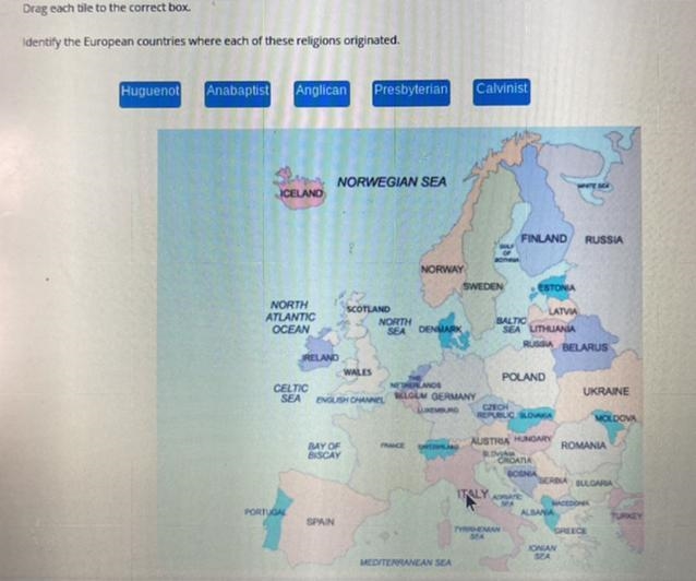 Drag each tile to the correct box Identify the European countries where each of this-example-1