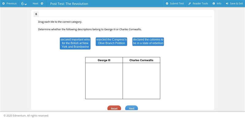 Determine whether the following descriptions belong to George III or Charles Cornwallis-example-1