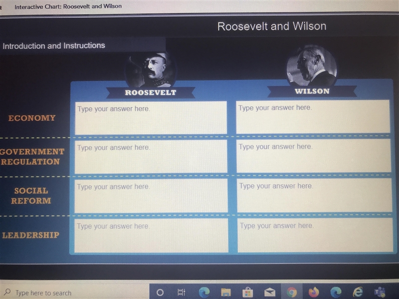 Fill in the graphic organizer with information for each president-example-1