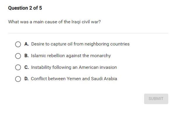 What was a main cause of the iraqi civil war-example-1