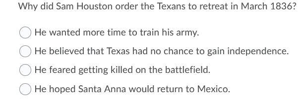 Why did sam houston order the texans to retreat in march 1836-example-1