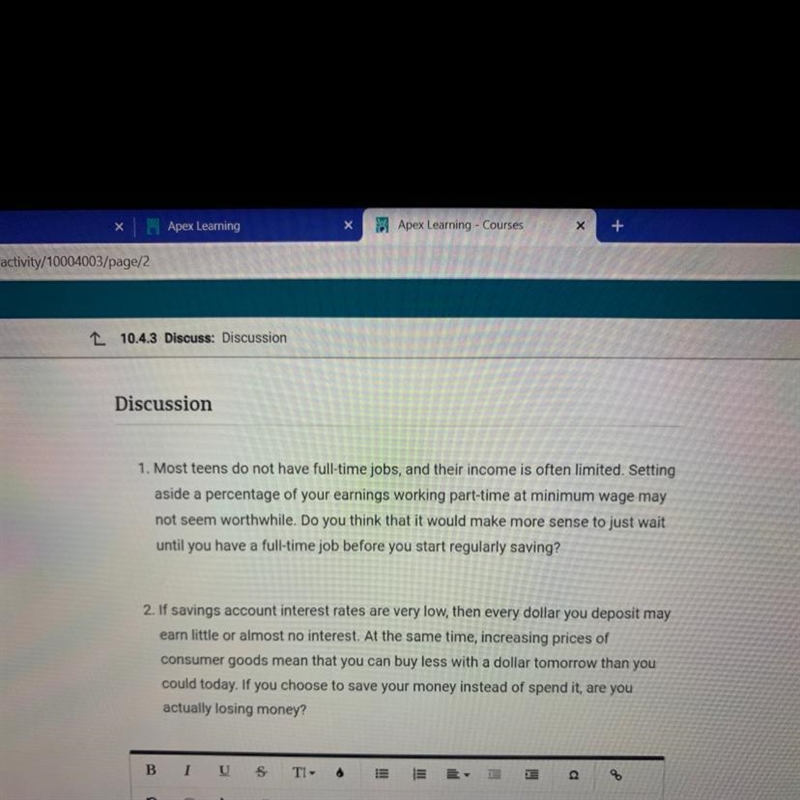 Question 2. If you choose to save your money instead of spend it, are you actually-example-1