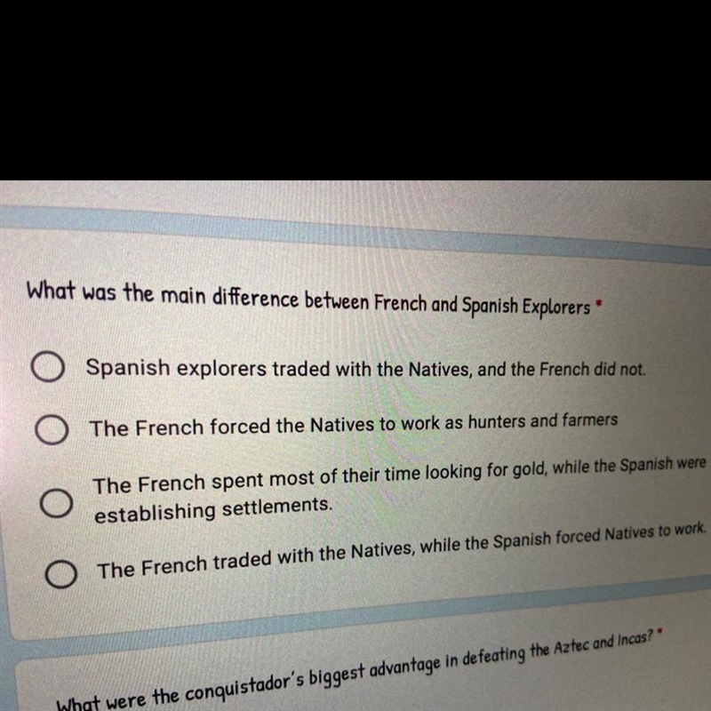 What was the main difference between French and Spanish Explorers?-example-1