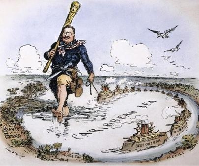 What does the cartoon reveal about how Roosevelt used this diplomacy in Caribbean-example-1