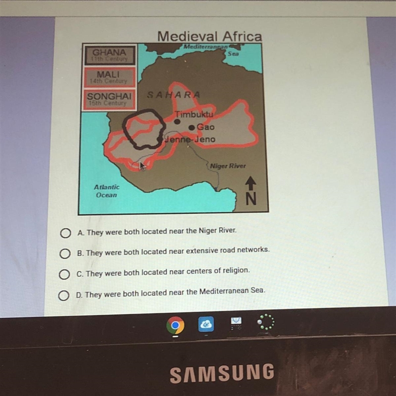 1. How did the location of Ghana and Mali affect their economic development?-example-1