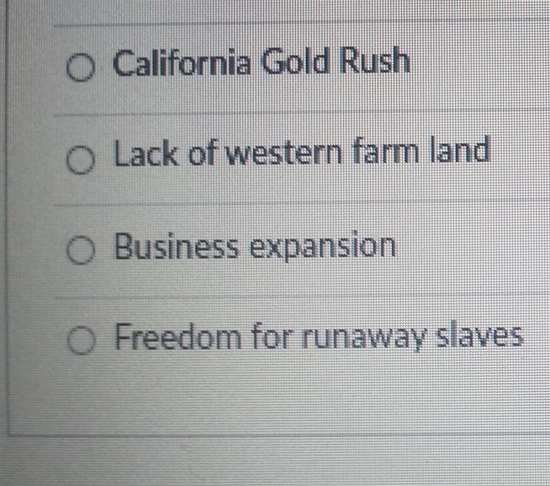 Which of the following was NOT an economic factor of the move west?​-example-1