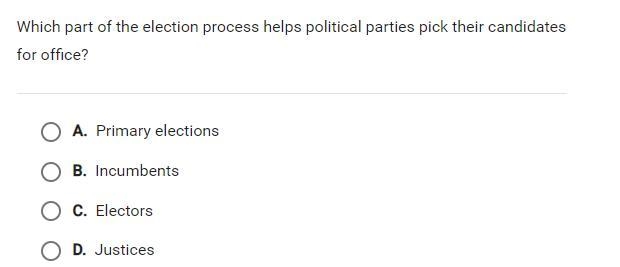 Which part of the election process helps political parties pick their candidates for-example-1