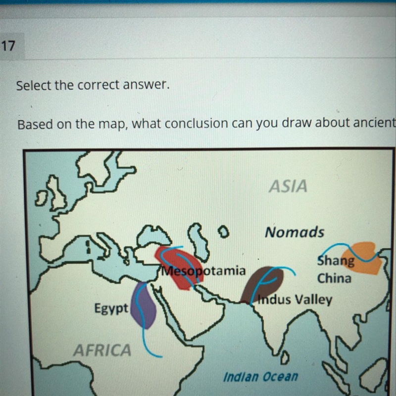 Based on the map, what conclusion can you draw about ancient civilization A. they-example-1