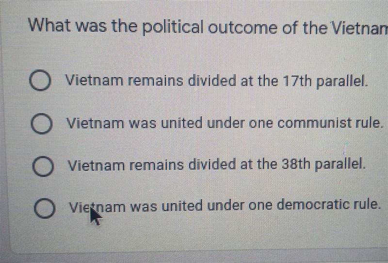 What was the political outcome of the Vietnarn War ​-example-1