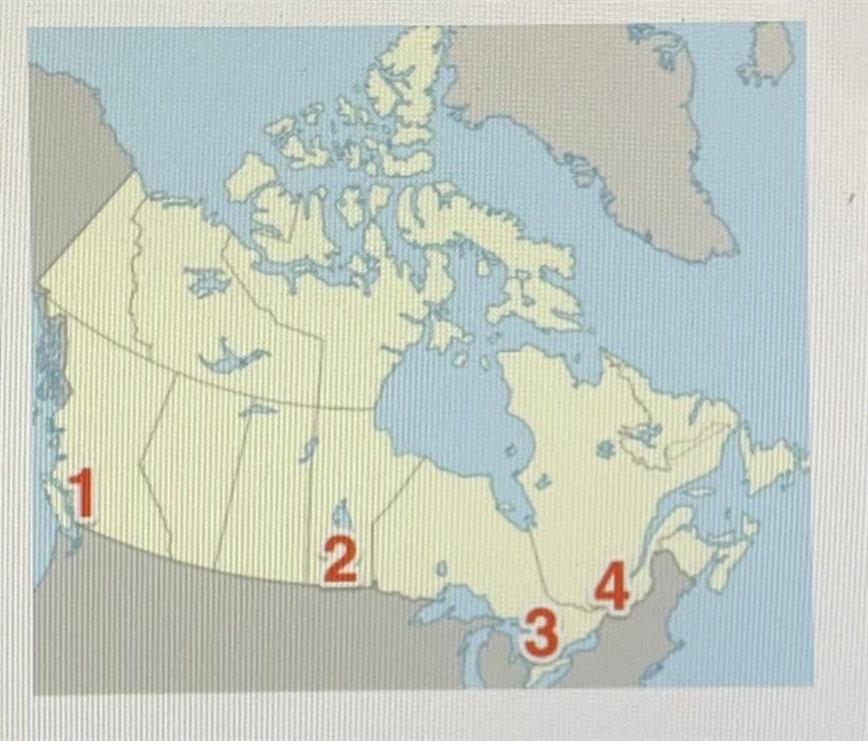 Which number is CLOSEST to the St. Lawrence River? A) 1 B) 2 2 C) 3 D) 4-example-1