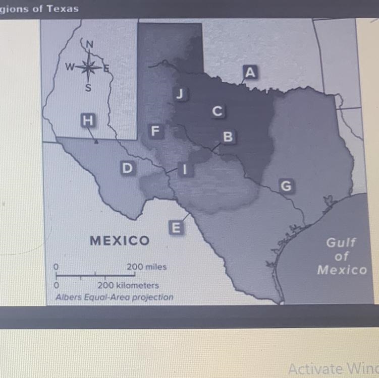 Which letter in the mal above represents the river forming Texas border with Oklahoma-example-1