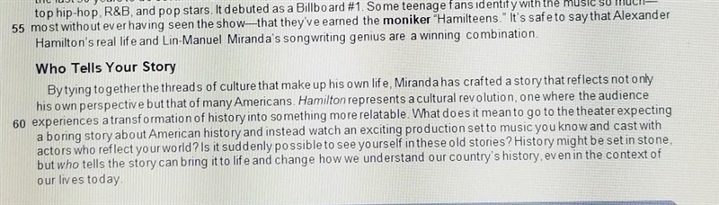 The point of the last paragraph (lines 58-64) is: F. To summarize Alexander Hamilton-example-1