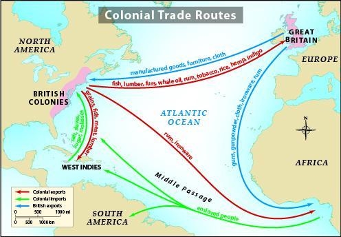 According to the map, which of the following resources did the colonies export to-example-1