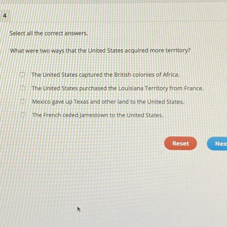 Where were two ways that the united states acquired more territory?-example-1