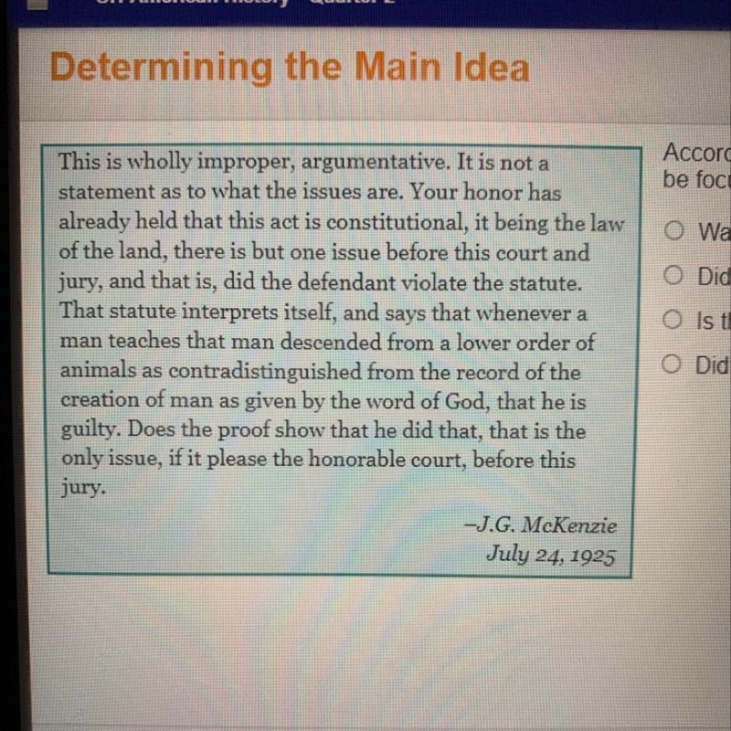 According to McKenzie, what question should the court be focusing on? A. Was man really-example-1