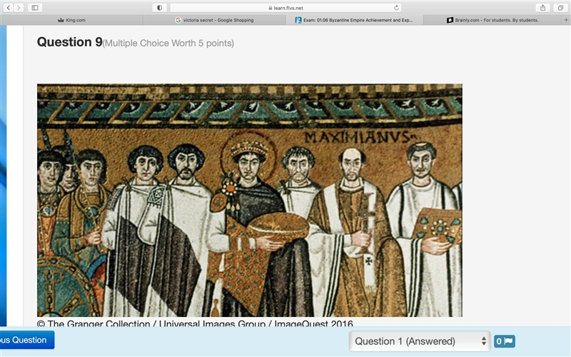 This mosaic shows a Byzantine emperor and his attendants. Examine the image and use-example-1