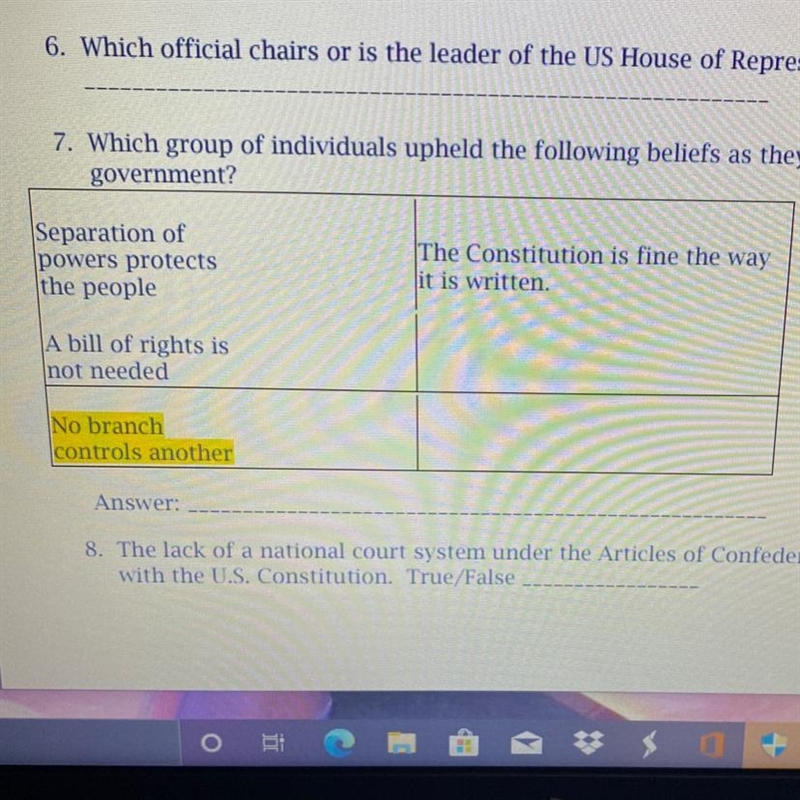 7. Which group of individuals upheld the following beliefs as they relate to the U-example-1