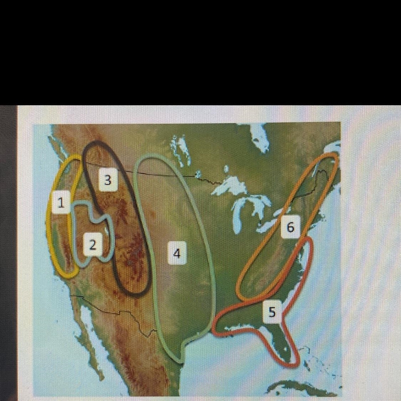 On the map above. The Pacific Ranges are labeled with the number A. 1 B. 2 C. 4 D-example-1