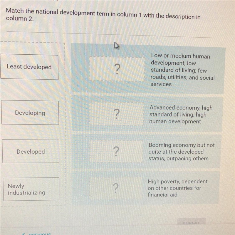 Help plz:( Match the national development term in column 1 with the description in-example-1