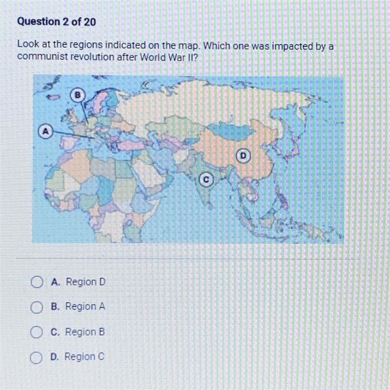 Look at the regions indicated on the map. Which one was impacted by a communist revolution-example-1