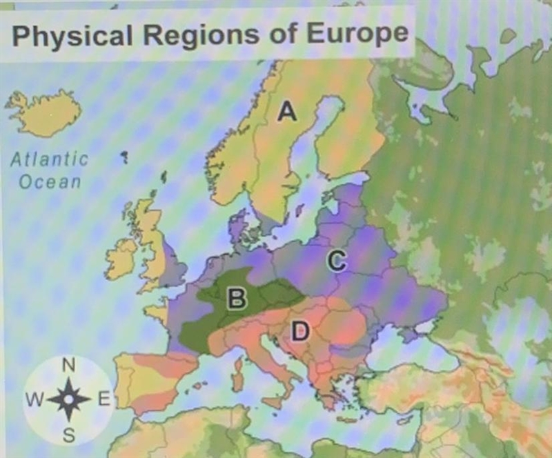 Physical Regions of Europe Study the map carefully, Choose the word or phrase that-example-1