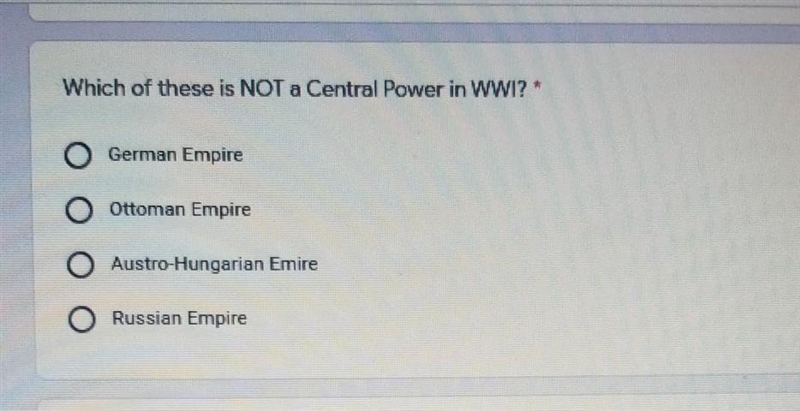 Which of these is NOT a Central Power in WWI?"​-example-1