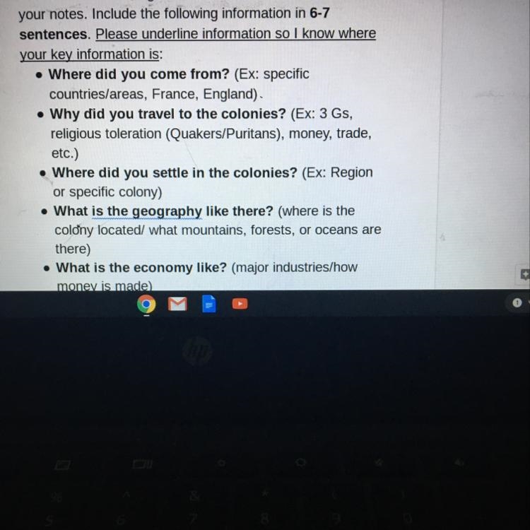 What does it means “where did you settle in the colonies”???? I need help-example-1