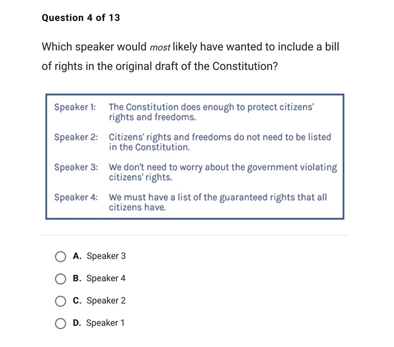 PLSSS NEED HELP!!! ANSWER ASAP⚠️⚠️⚠️ Which speaker would most likely have wanted to-example-1