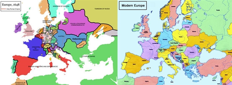 Use the two maps below to answer the following question: Which modern country has-example-1