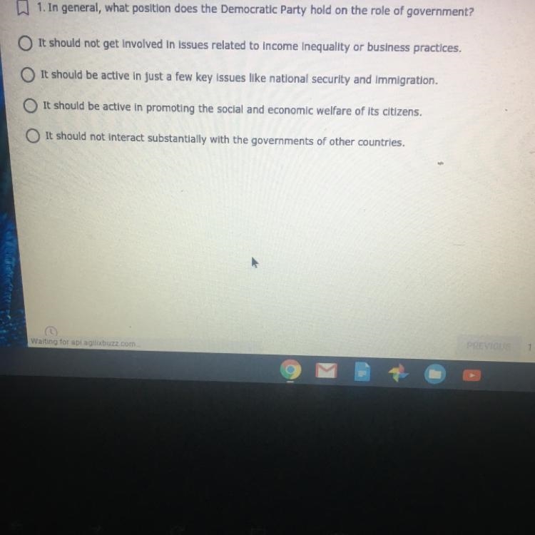 In general what position dose the Democratic Party hold on the role of the Government-example-1