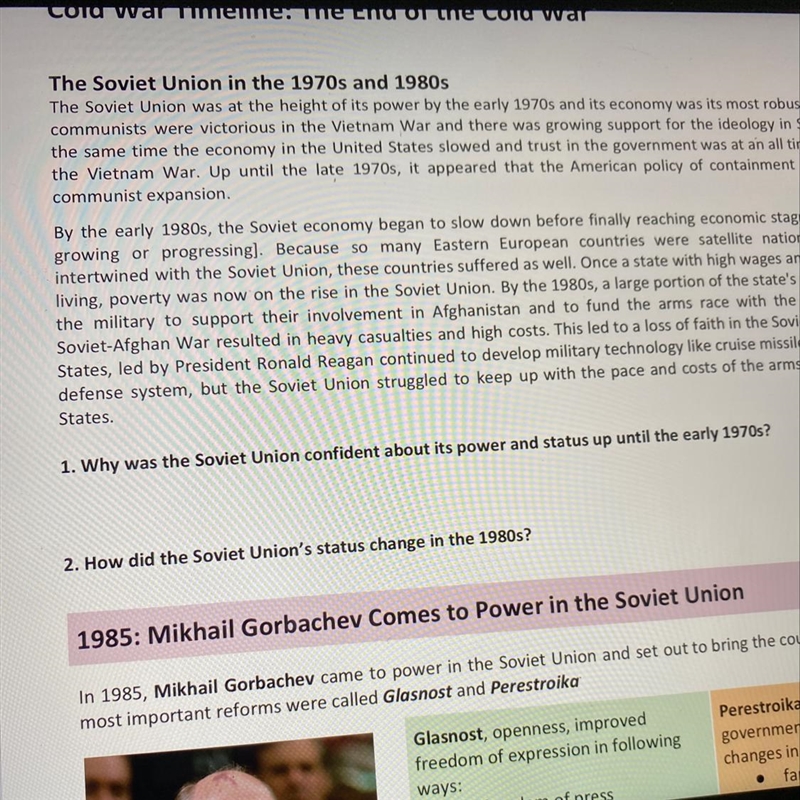 Why was the Soviet Union confident about its power and status up until the early 1980s-example-1