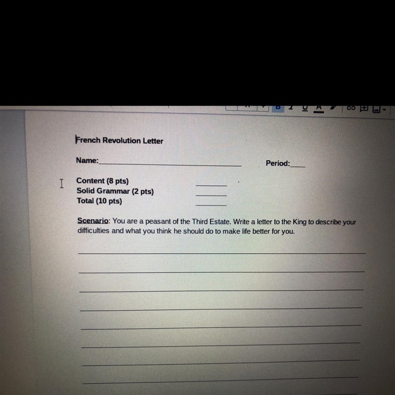 You are peasant of the third estate. Write a letter to the king to describe your difficulties-example-1